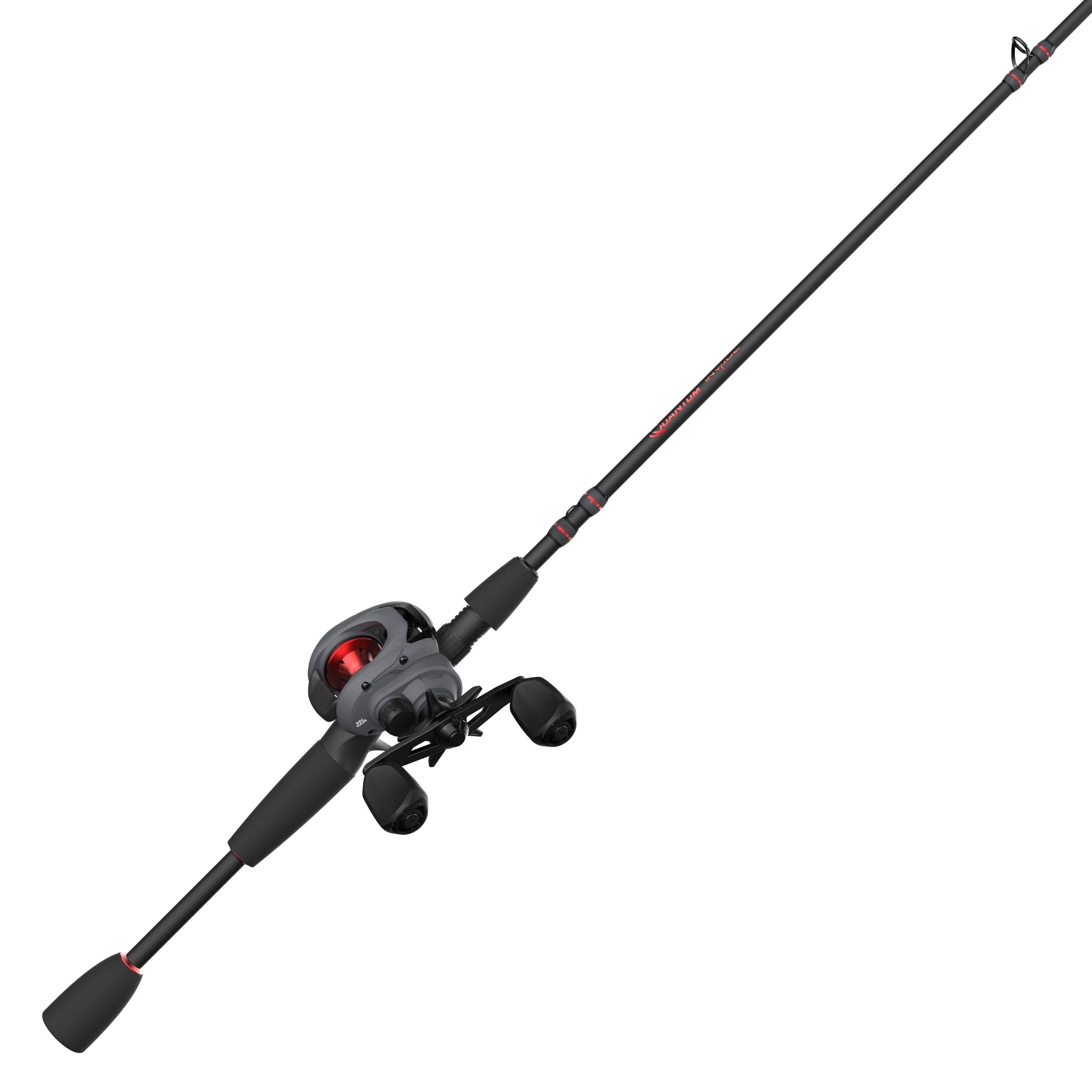 Quantum Invade Baitcasting Reel and Fishing Rod Combo, 6-Foot 6-Inch 2-Piece IM6 Graphite Baitcast Fishing Pole, Split-Grip EVA Handle, Size 100 Reel, Right-Hand Retrieve, 6.1:1 Gear Ratio, Dark Gray