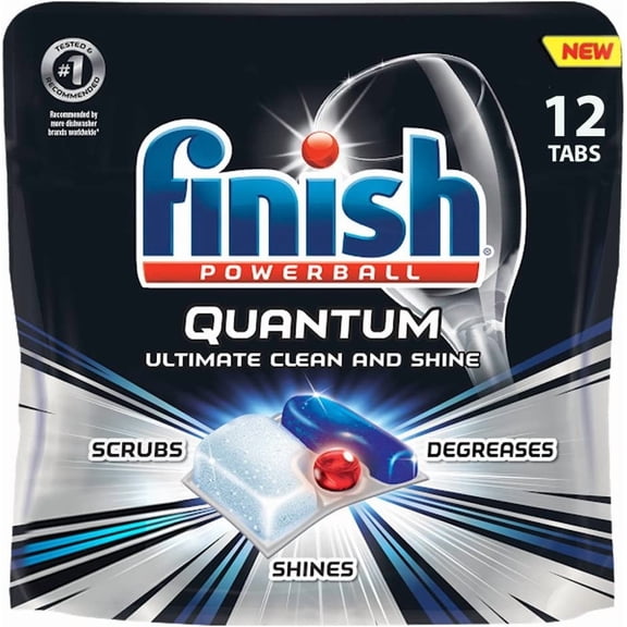 Quantum Max Powerball, 96ct, Dishwasher Detergent Tablets, Ultimate Clean & Shine (8X12ct)