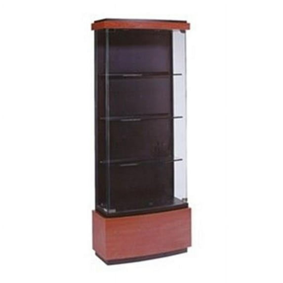 Waddell 512-BB-CHY Quantum 29 x 73 x 12 in. Lighted Medium Floor Display Case, Black Textured Laminate Back - Cherry