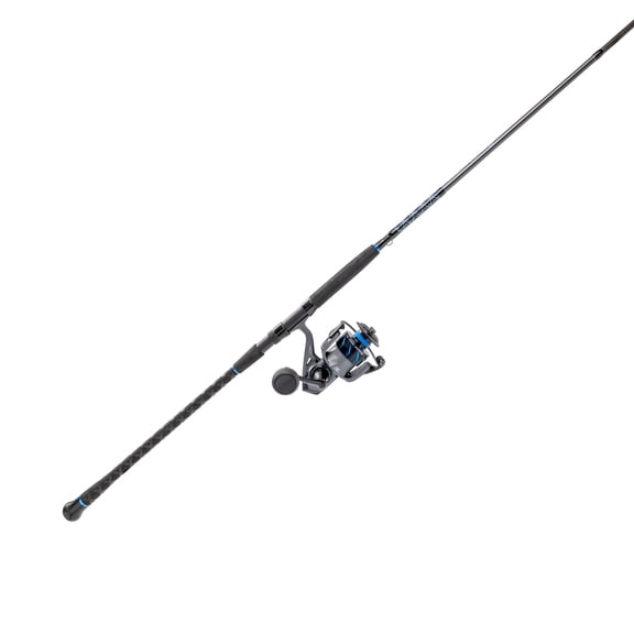 Quantum Merit Spinning Reel and Fishing Rod Combo, 8-Foot, Medium-Heavy Power, 2-Piece Rod, Size 5000 Reel