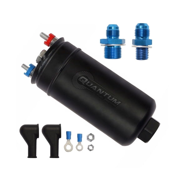 Quantum Performance 380LPH Inline External E85 Compatible Fuel Pump w/ Inlet Outlet, QFS-606FT