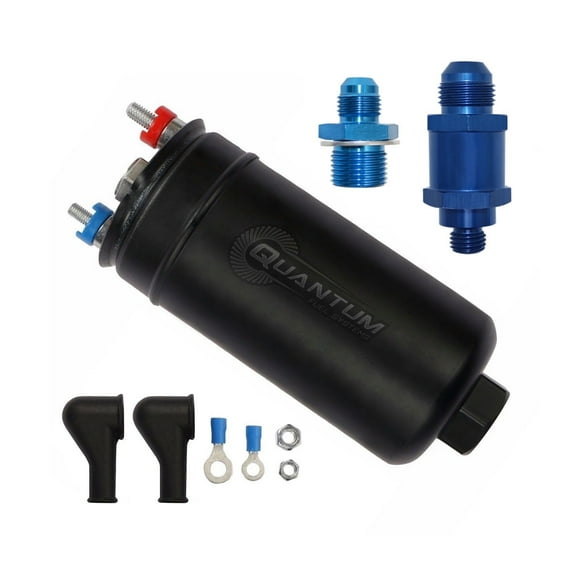 Quantum Performance 380LPH Inline External E85 Compatible Fuel Pump w/ Inlet Outlet, QFS-606FT