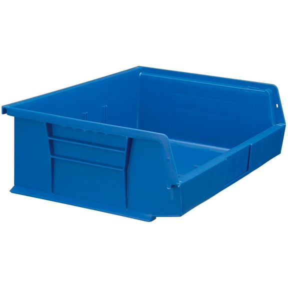 Quantum QUS245 Hanging & Stacking Storage Bin, 16-1/2 x 10-7/8 x 5 Blue, Lot of 6