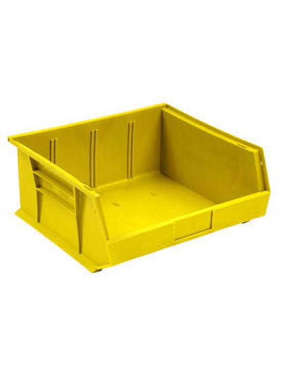 QUS245 Plastic Storage Bin, 16-1/2 x 10-7/8 x 5 Yellow, Lot of 6