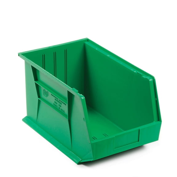 Quantum QUS255 Plastic Stackable Bin, 11 x 16 x 8 Green, Lot of 4