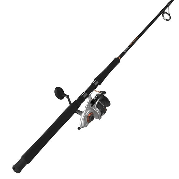 Quantum Reliance Spinning Reel and Fishing Rod Combo, 8-Foot 2-Piece Fishing Pole, Size 85 Reel, Silver/Black