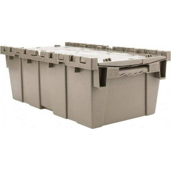 Quantum Storage 0.5 Cu Ft, 40 Lb Load Capacity Gray Polyethylene Attached-Lid Container