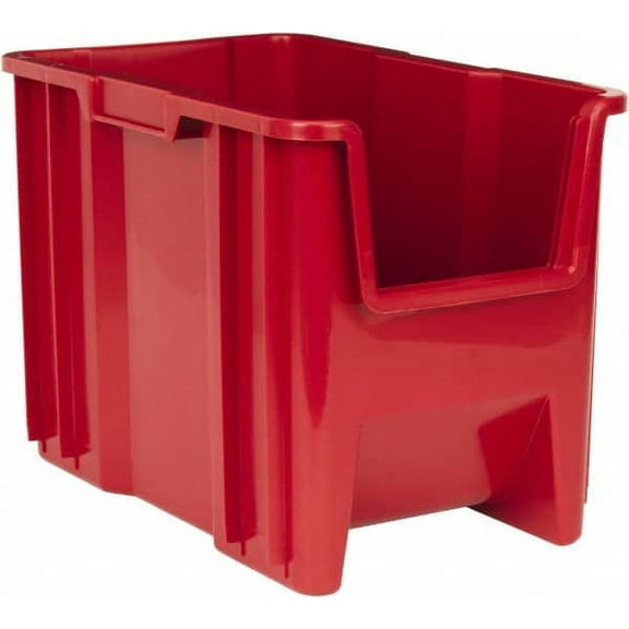 Quantum Storage 10-7/8" Wide x 17-1/2" Deep x 12-1/2" High Hopper Stacking Bin Red, Polyethylene, 75 Lb Capacity