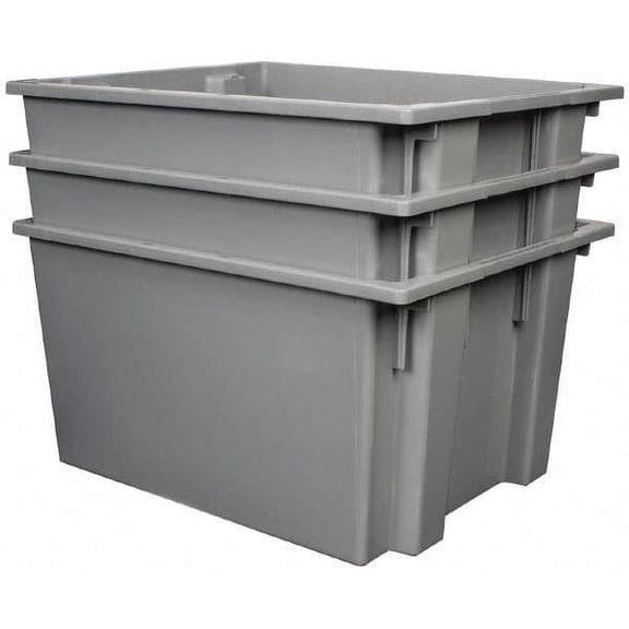 Quantum Storage 100 Lb Load Capacity Gray Polyethylene Tote Container Stacking, Nesting, 23-1/2" Long x 19-1/2" Wide x 13" High