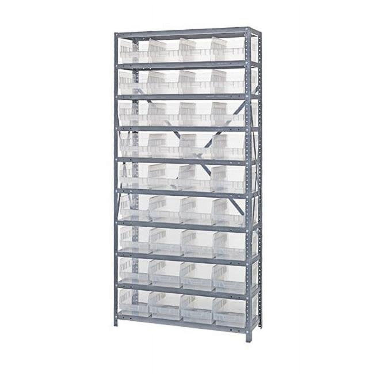 Quantum Storage 1275207CL Clear View Bin Storage Store More 10 Shelving Rack Unit