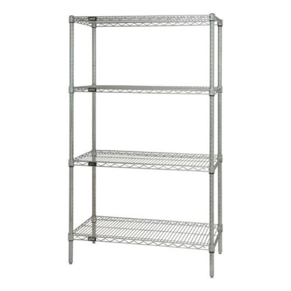 Quantum Storage Systems WR63-1436C Starter Kit for 63 High 4-Tier Wire Shelving Unit Chrome Finish 800 lb Per Shelf Capacity 14 Width x 36 Length x 63 Height