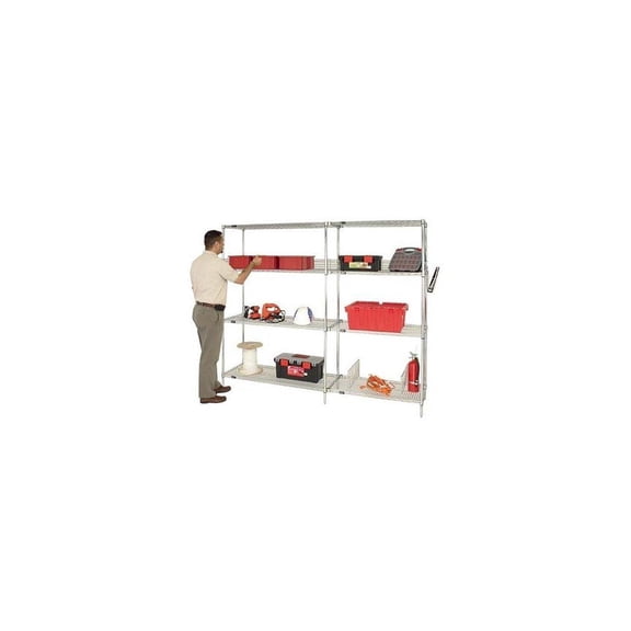 quantum storage systems wr63-1436c starter kit for 63 high 4-tier wire shelving unit, chrome finish, 800 lb. per shelf capacity, 14 width x 36 length x 63 height