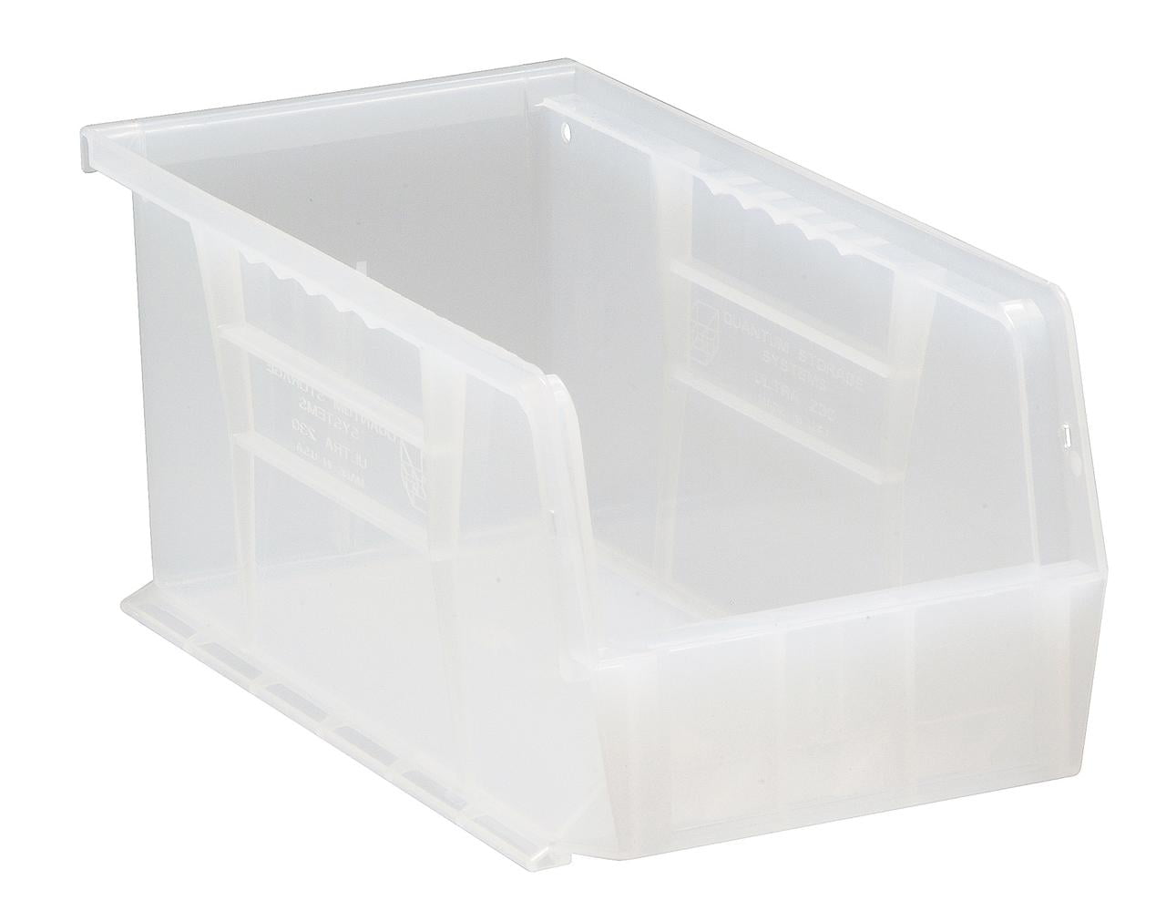 Clear Polypropylene Stackable Storage Bin with Divider Slot