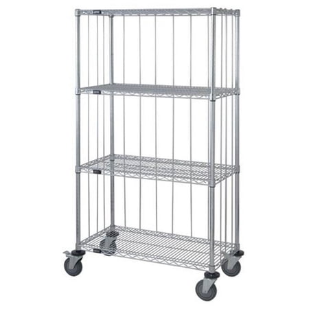 Quantum Storage 5- Shelf Rods & Tabs Enclosed Chrome Wire Shelving Cart - 74 in.