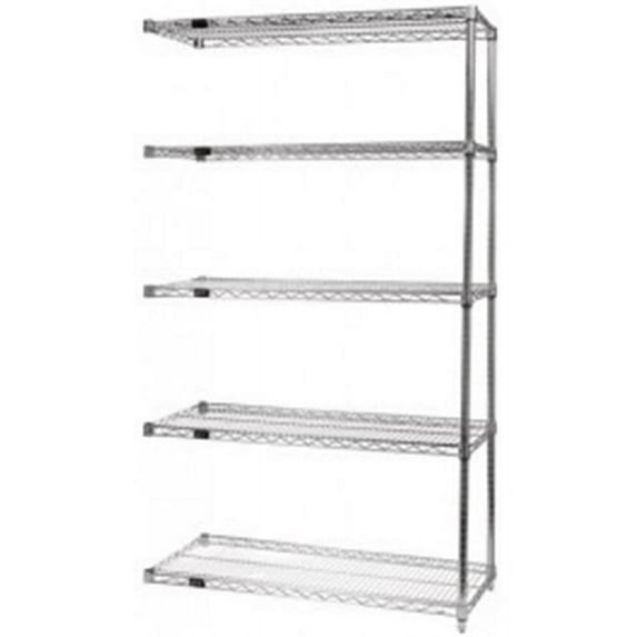 Quantum Storage 5-Shelf Wire Shelving Add-On Unit Stainless Steel