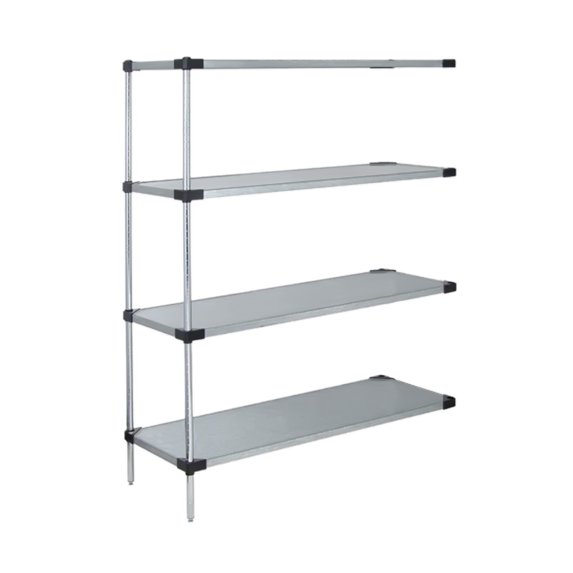 Quantum Storage Systems Solid Shelving 4-Shelf Add-On Unit - 14" X 48" X 63" - Galvanized Steel
