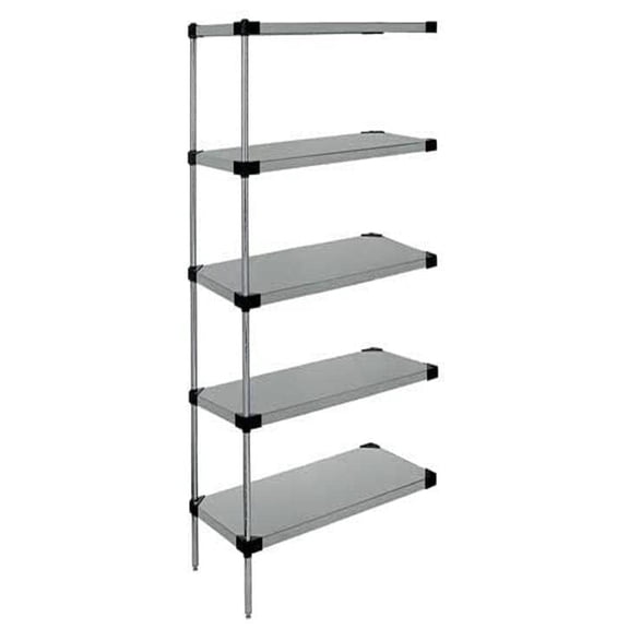 Quantum AD74-1872SG-5 Solid Shelving Add-On Kit, 72"W x 18"D x 74"H, 300 lbs Capacity, Carbon Steel, Galvanized, NSF