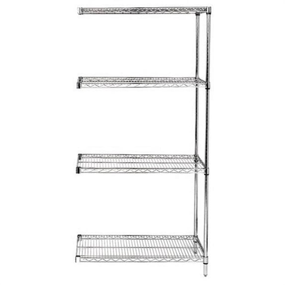 Quantum Storage AD86-2424C Chrome Wire Shelving 4-Shelf Add-On Unit - 86 in.