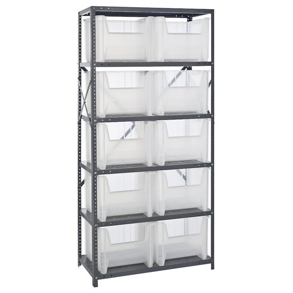 quantum storage systems qsbu-800cl bin shelving,solid,36x18,10 bins,clear