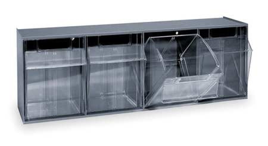 Quantum Storage Clear Tip Out Bins- Gray - 6.62 x 23.62 x 8.12 in.