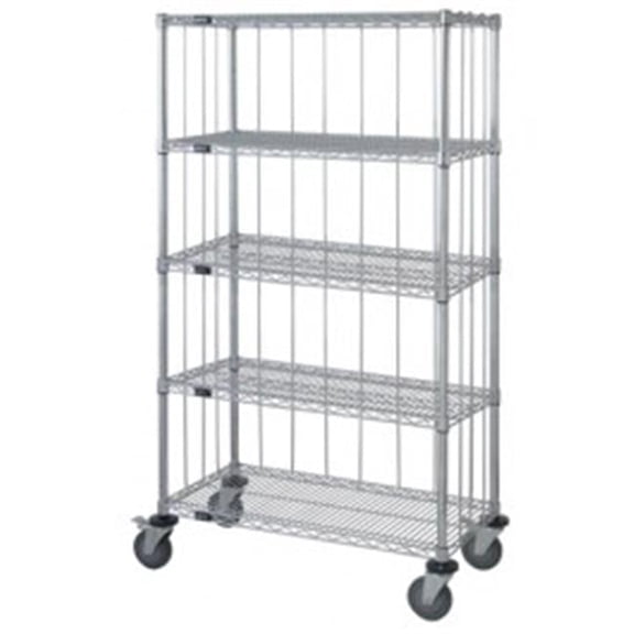 Quantum Storage Systems M1836CG46RE-5 Solid Wire Side Rods Cart Shelves Chrome 5 Shelves 69" H x 36" W x 18" D