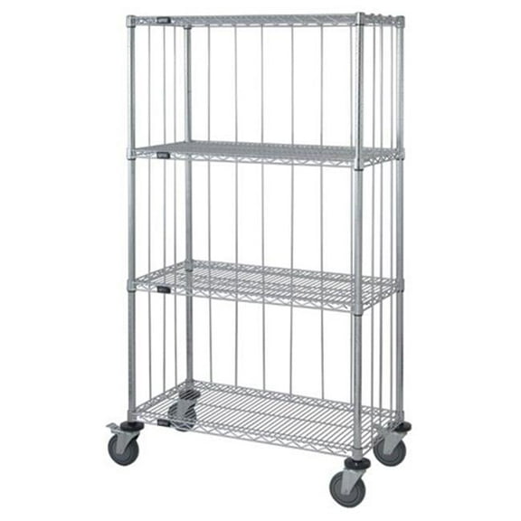 Quantum Storage M2448C47RE-5 5- Shelf Rods & Tabs Enclosed Chrome Wire Shelving Cart - 74 in.