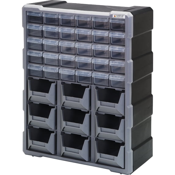 Quantum Storage PDC-930BK Clear Plastic Parts Storage Hardware and Craft Drawer Cabinet, 30 Drawers/9 Bins