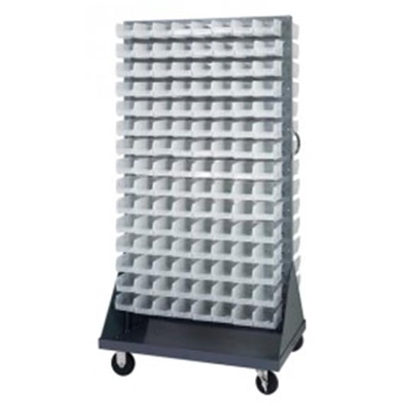 Quantum Storage QMD-36H-220CL Mobile Louvered Rack With 240 Bins Clear