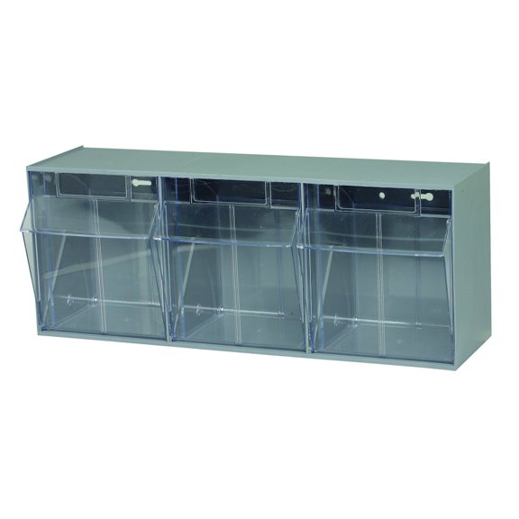 Quantum Tip Out Storage Bin QTB303 - 3 Compartments Gray