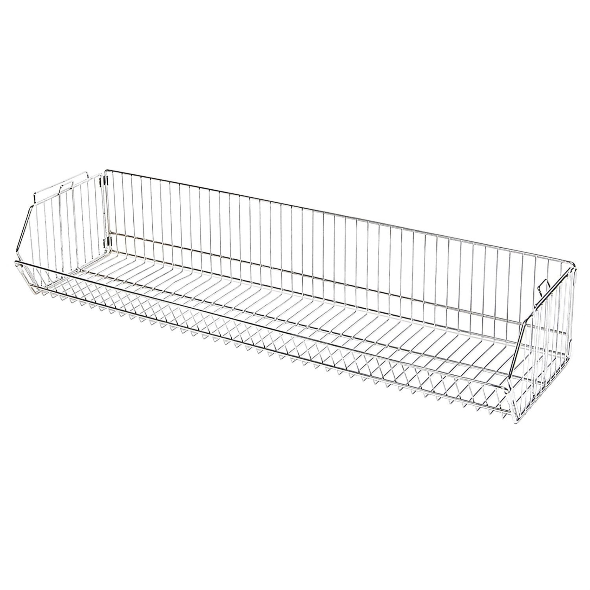 Chrome Plated Wire Stacking Basket with Shelving, 20x36x12