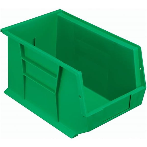 Quantum Storage Systems 4365412 Plastic Hang & Stack Bin, Green - 13.62 x 8.25 x 8 in.