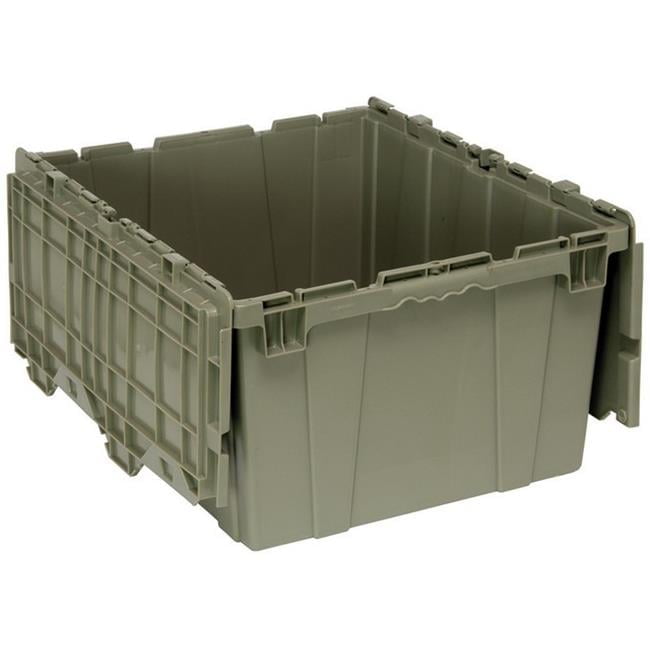 Quantum Heavy Duty Beige Polyethylene Storage Container with Attached Lid
