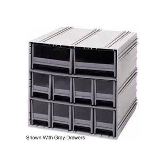 Quantum Storage Systems B382138 QIC-8224 Interlocking Storage Cabinet with 10 Red Drawers - 11.75 x 11.37 x 11 in.