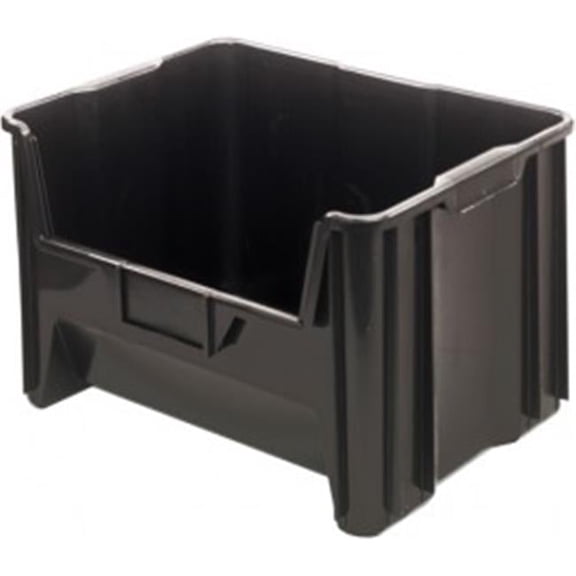 Quantum Storage Systems QGH700BR Giant Stack Recycled Plastic Multipurpose Part Organizer Black Bins 16" L x 20" W x 13" H 3 Pack