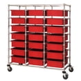 thumbnail image 1 of Quantum Storage Systems BC216069M1TRD Wire Triple Bay Heavy Duty Wheels 21 Shelves 69" H x 60" W x 24" D with 21 Red Bins 23" L x 18" W x 6" H, 1 of 1