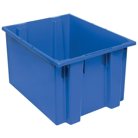 Quantum Storage Stack and Nest Tote, Blue, 23.5"W x 19.5"D x 13"H, 3 Pack