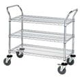 thumbnail image 1 of Quantum Storage WRSC-1836-3 Stainless Steel Wire Shelving Cart With 3 Shelves - 18 x 36 x 37.5 in., 1 of 1