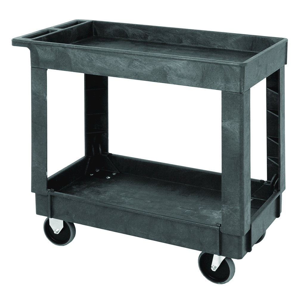 Quantum Gray Heavy-Duty Polymer Utility Cart with Two Shelves