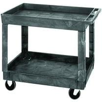 Utility Cart, (2) shelves, 550 lb. capacity, push handle, (4) 5" casters: (2) rigid and (2) swivel, polymer, gray, shipped KD