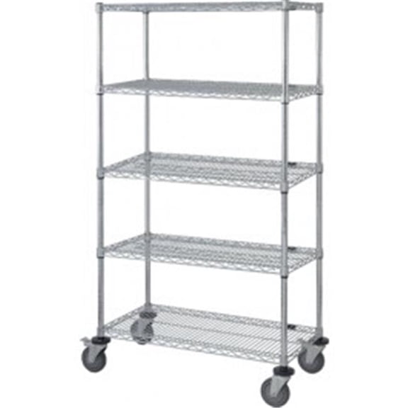 Quantum Storage M2448C46-5 Chrome Wire Shelving 5-Shelf Stem Caster Cart - 63 in.