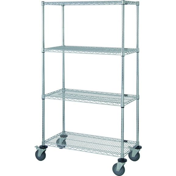 Quantum Storage Systems M2448C47 Wire Wheels Shelves Chrome 4 Shelves 80" H x 48" W x 24" D with 4 Shelves Casters Black