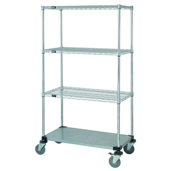 Quantum Storage Systems Cart, Stem Caster in Carbon Steel Material, Chrome/Galvanized Color