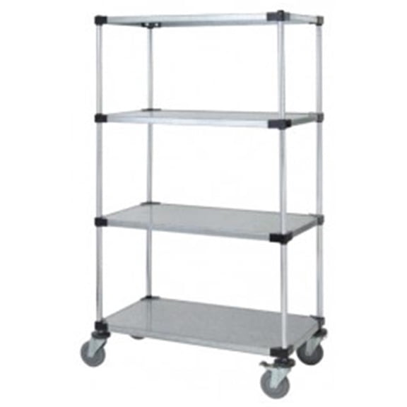 Quantum Storage M1836SG47 4-Shelf Solid Shelving Stem Caster Cart - 74 in.