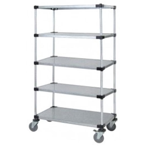 Quantum Storage M2436SG47-5 5-Shelf Solid Shelving Stem Caster Cart - 74 in.