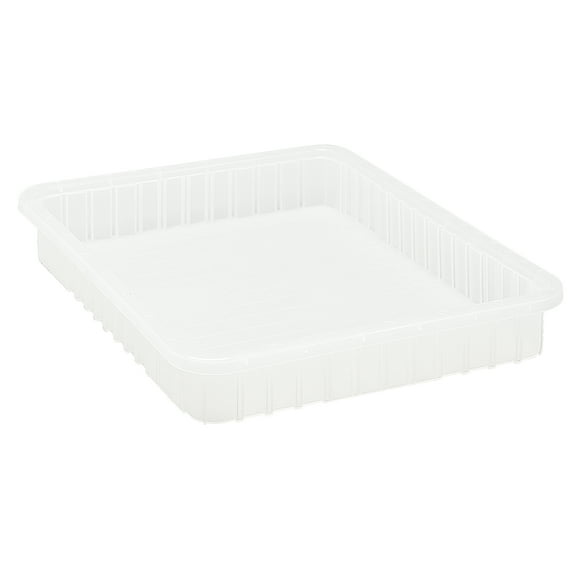 Quantum Storage Systems Clear Plastic Dividable Grid Container, 22-1/2"L X 17-1/2"W X 3"H, Polypropylene, Made In USA, 6/Pk