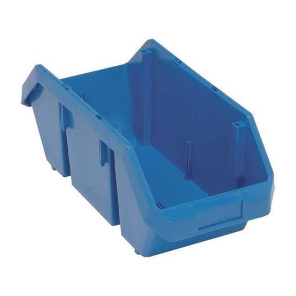Hang & Stack Storage Bin, Plastic, Blue, 7 in H, 8 3/8 in W, 18 1/2 in L