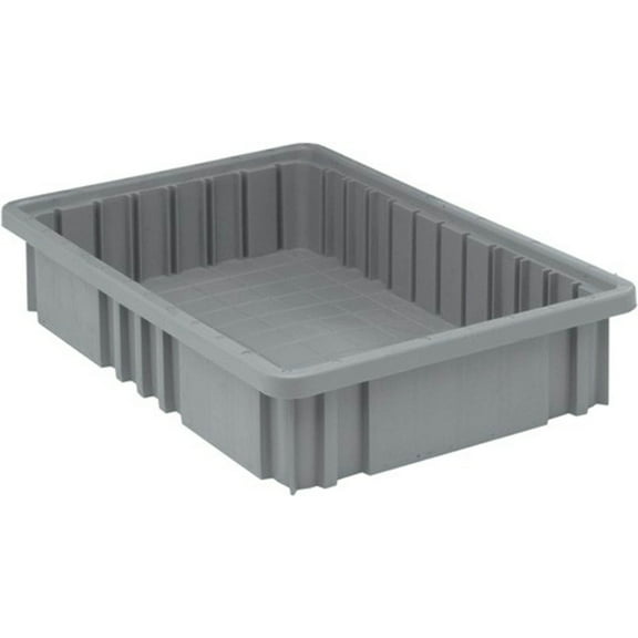 Quantum Storage Systems Dividable Grid Container, 16-1by2"L x 10-7by8"W x 3-1by2"H - Gray, 12 Pack