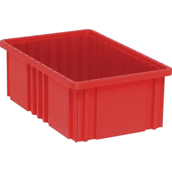 Quantum Storage Dividable Grid Container, Red, 16.5"L x 10.9"W x 6"H, Made in USA, 8-Pack