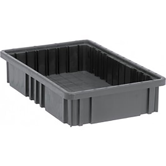Quantum Storage Systems Dividable Grid Container, Conductive, 16.5"L x 10.88"W x 3.5"H - Black, 12 Pack