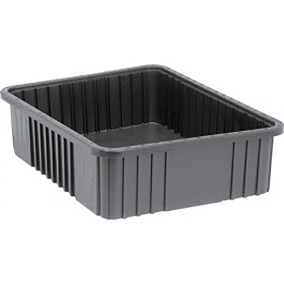 Quantum Storage Systems Dividable Grid Container, Conductive, 22.5"L x 17.5"W x 6"H - Black, 3 Pack